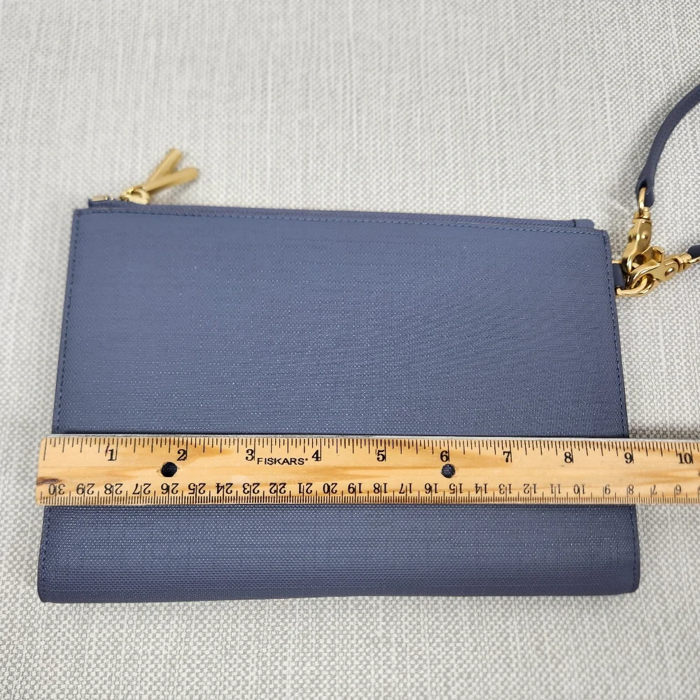 Dagne Dover Essentials Coated Canvas Blue Clutch Wallet Wristlet